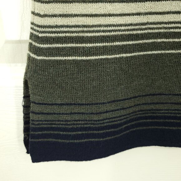 VTG 90s/2000s 100% Wool Knit Boat Neck Top PM Green/Cream/Black Stripe - Picture 11 of 16